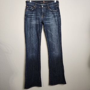 7 for All Mankind Low Rise Bootcut Stretch Dark Wash Faded Denim Jeans Size 27